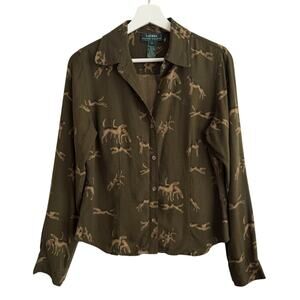 SOLD* Lauren Ralph Lauren Vintage Hunting Dogs Shirt Button Up Wool Long Sleeve
